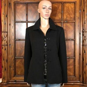 Kasper Black Top Seamed Textured Back Belt Blazer